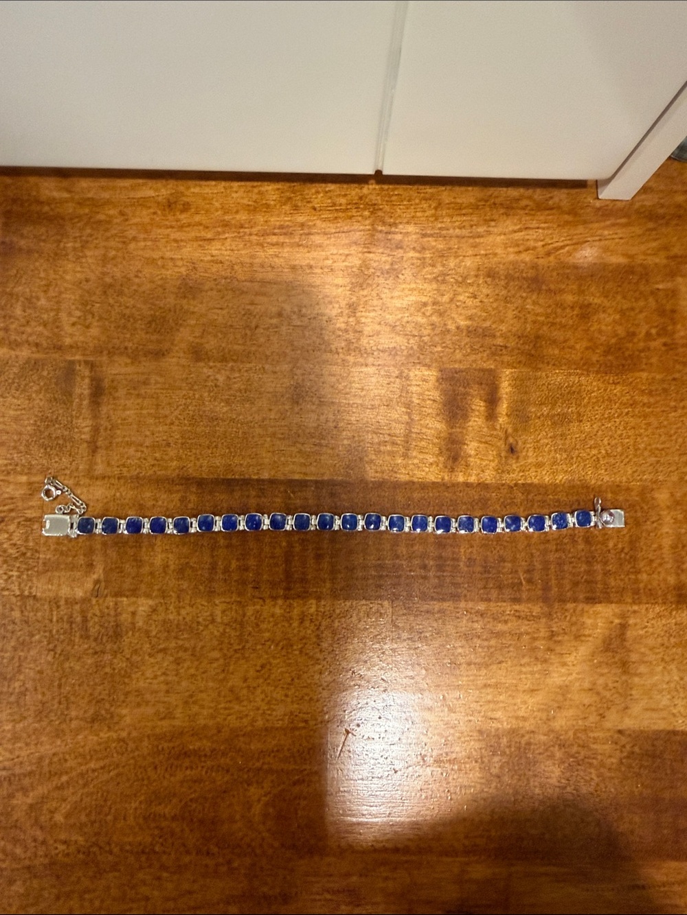 Hand Made Sterling Silver  Lapis Tennis Bracelet